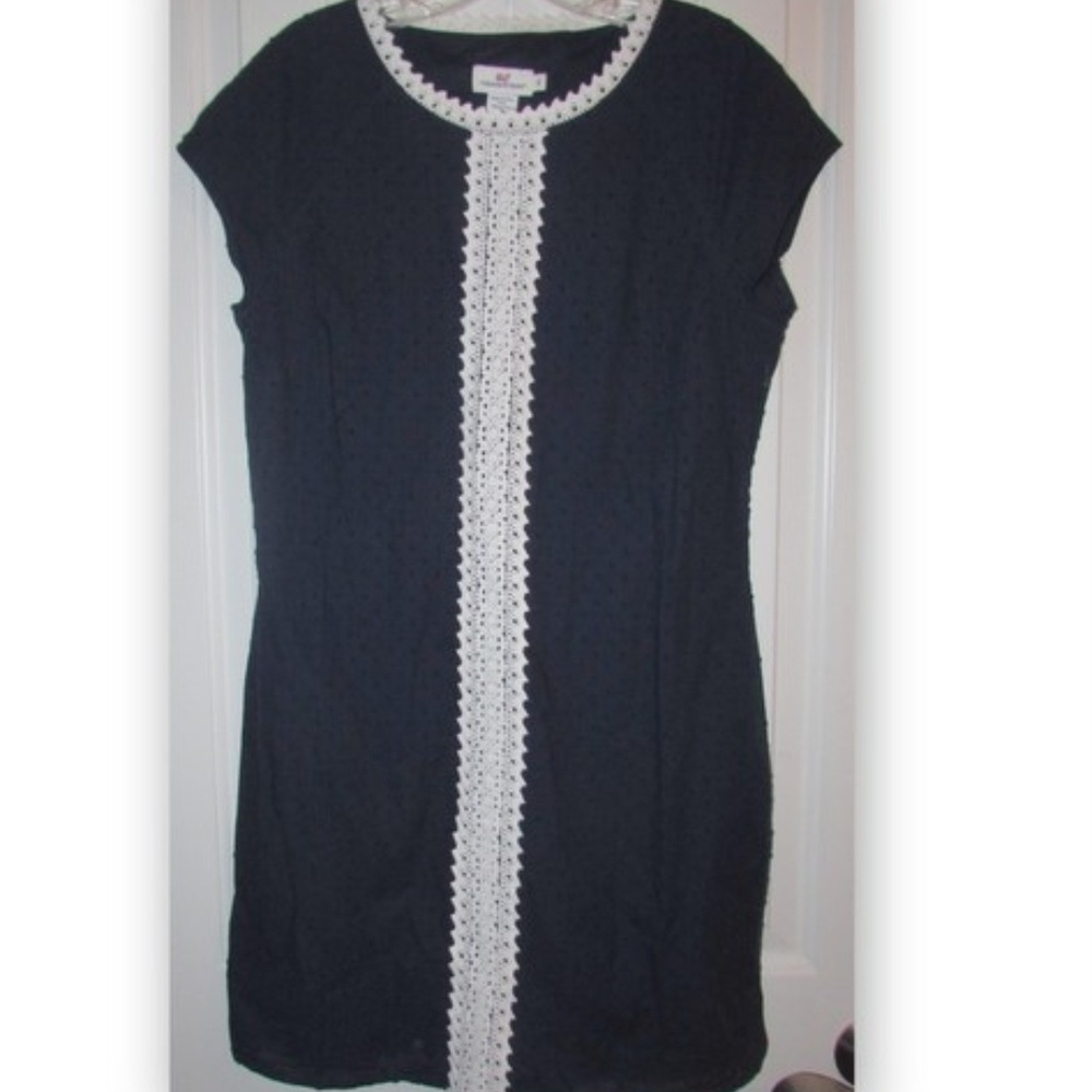 VINEYARD VINES Navy Blue Embroidery Cap Dress 8
